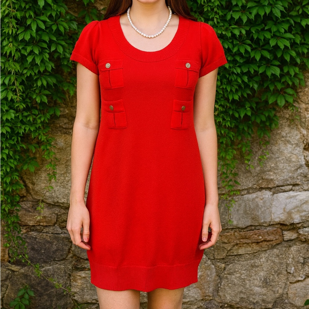 DIANE VON FURSTENBERG Beliz Red Sweater Dress, XS